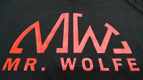 MR WOLFE TRADITIONAL TEE - RED ON BLACK
